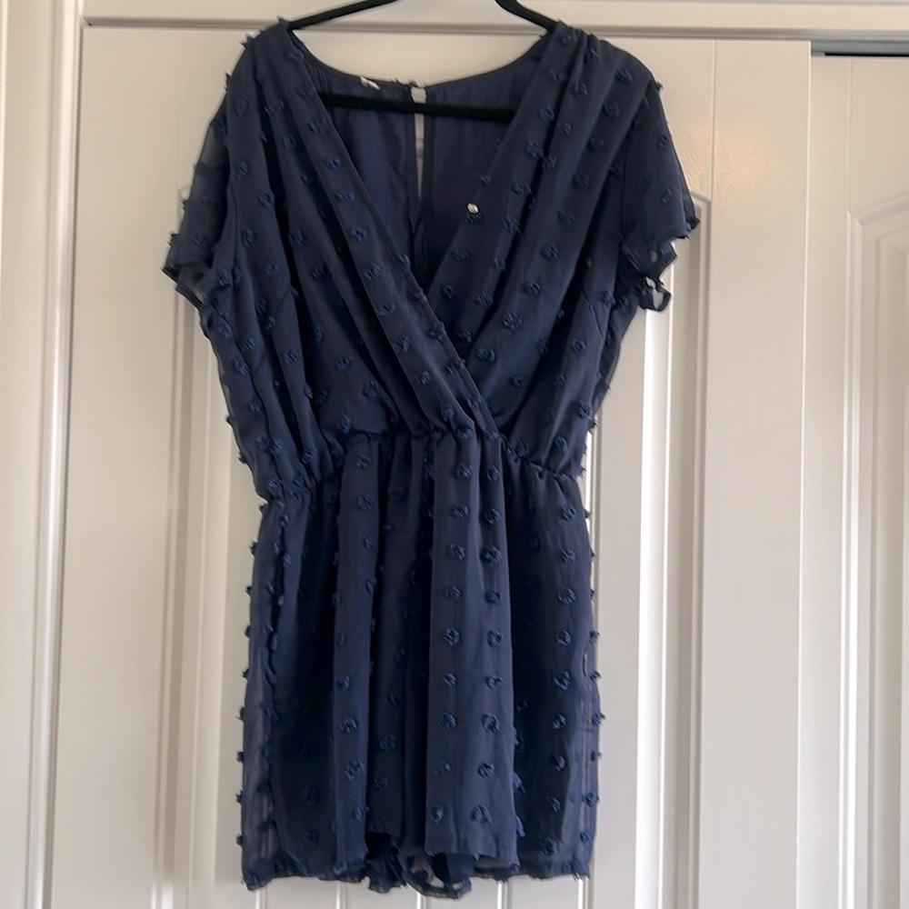 Blue Romper with pocket - L